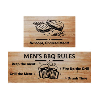 Glamats-Deluxe Creative Washable Kitchen Rugs-Men's BBQ Rules